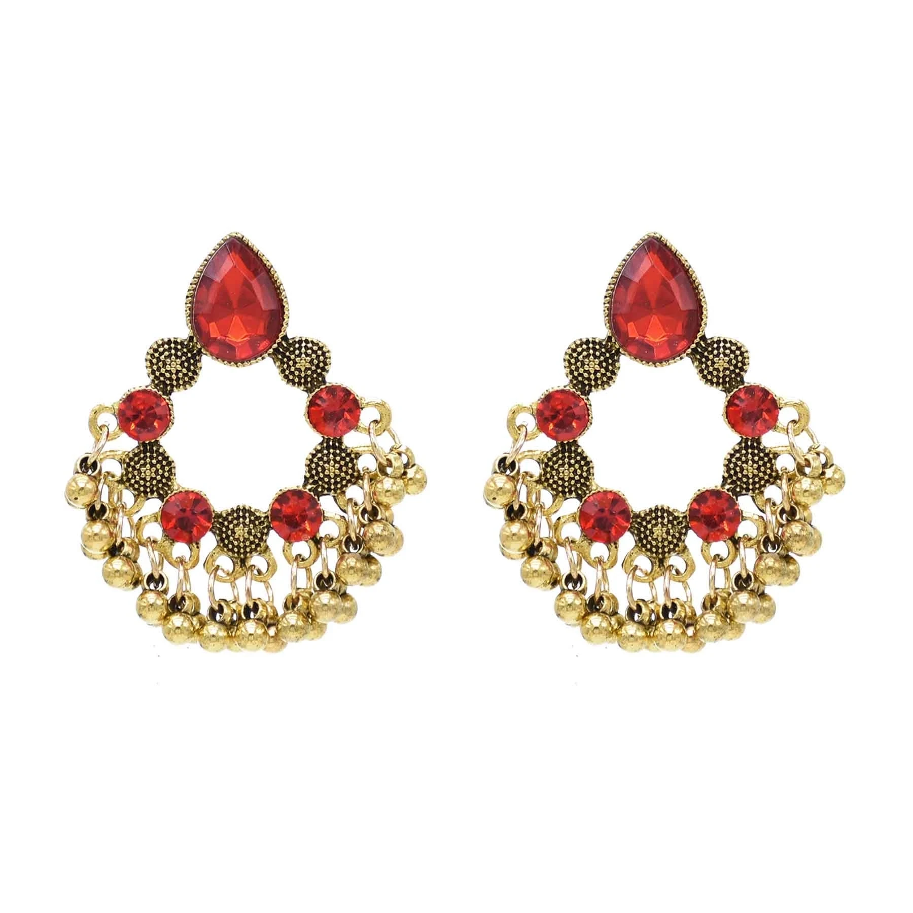 Vintage Zlaté Zvončeky Strapec Indickej Náušnice pre Ženy Multi Color Crystal Kúzlo Drop Earings Afganskej Etnické Kmeňové India Šperky