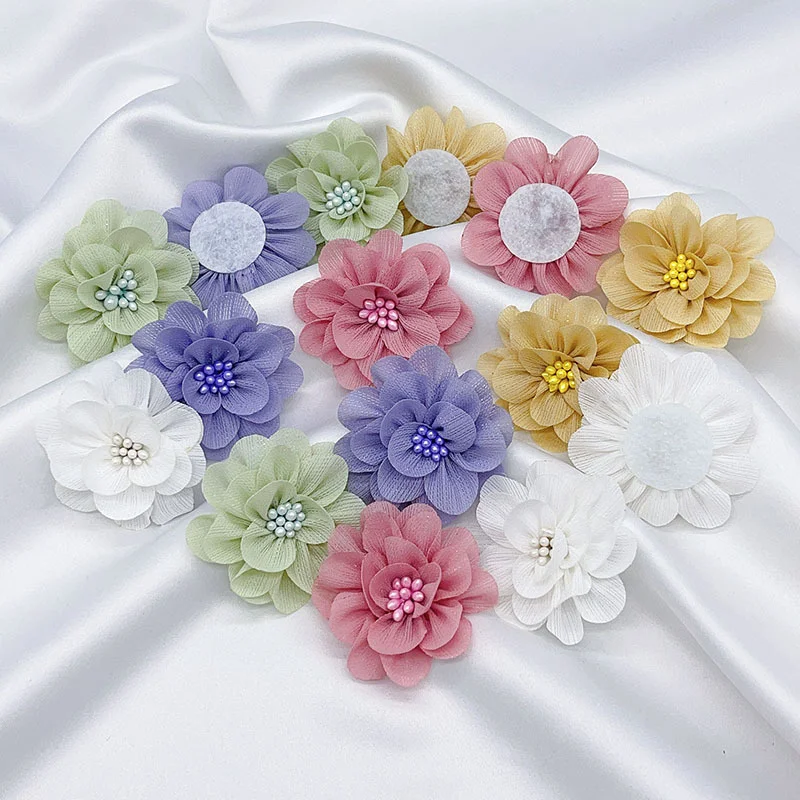 10pcs 5cm ručné Organza textílie kvet detské oblečenie doplnky, Svadobné pokrývku hlavy Žien náhrdelník dekorácie DIYflowers