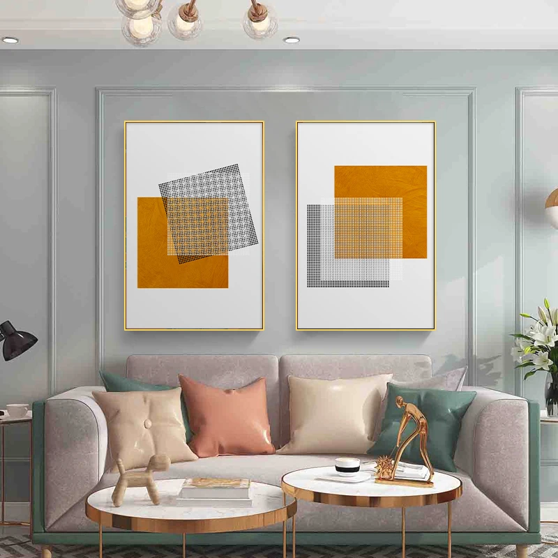 Abstraktné Geometrické Oranžový Štvorec Wall Art Plátno na Maľovanie Obrazu Plagáty a Vytlačí Obývacia Izba, Spálňa Moderné Domáce Dekorácie