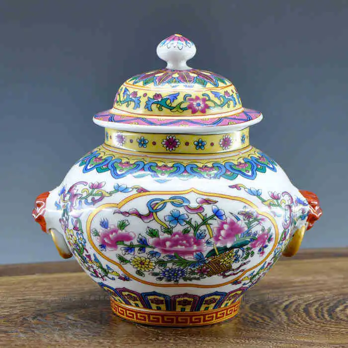 Famille rose Čínsky reprodukcia keramické zázvor pohárov Starožitný Porcelán chrámu pohárov domáce dekorácie staroveku zázvor pohárov