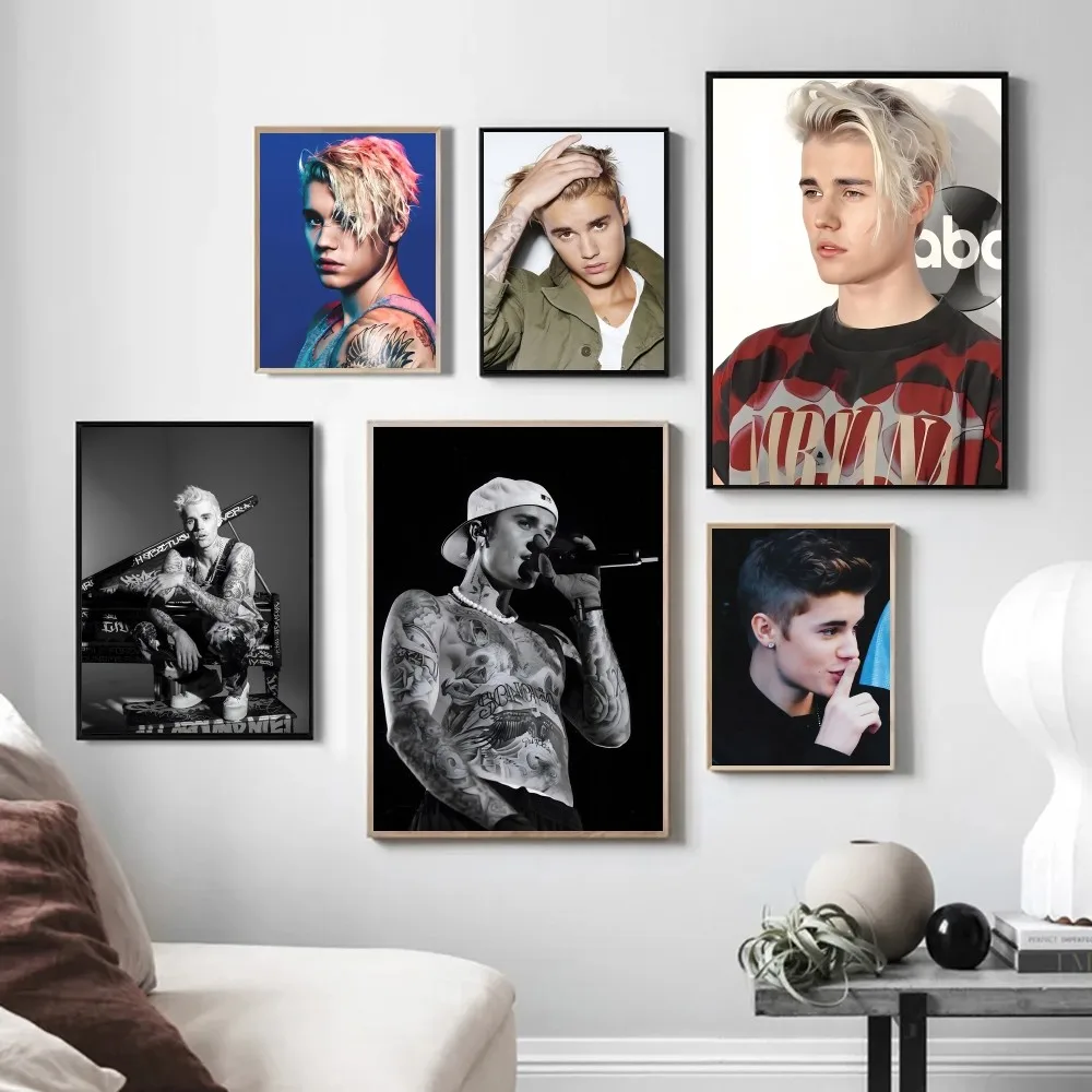 Horúce Spevák Justin Bieber Plagát Obývacia Retro Izba Obrázok Kaviareň Plagát Moderné Dekorácie Chambre Stenu Decor Maľovanie