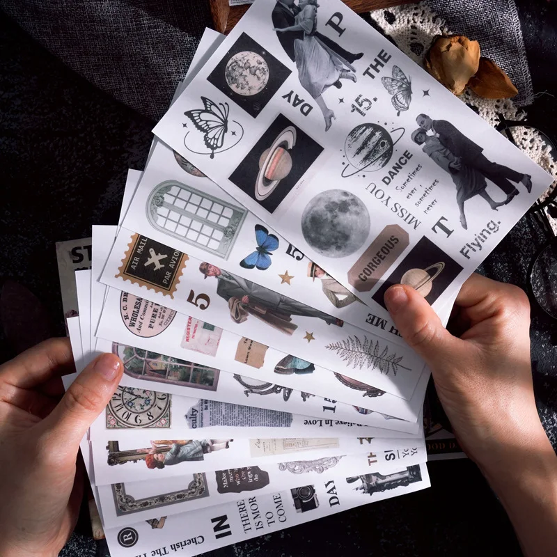 20 Ks Čas Sonáta Série Nálepky Knihy Retro Dekorácie Scrapbooking Denníka Kreatívne Grafické efekty DIY Školské potreby